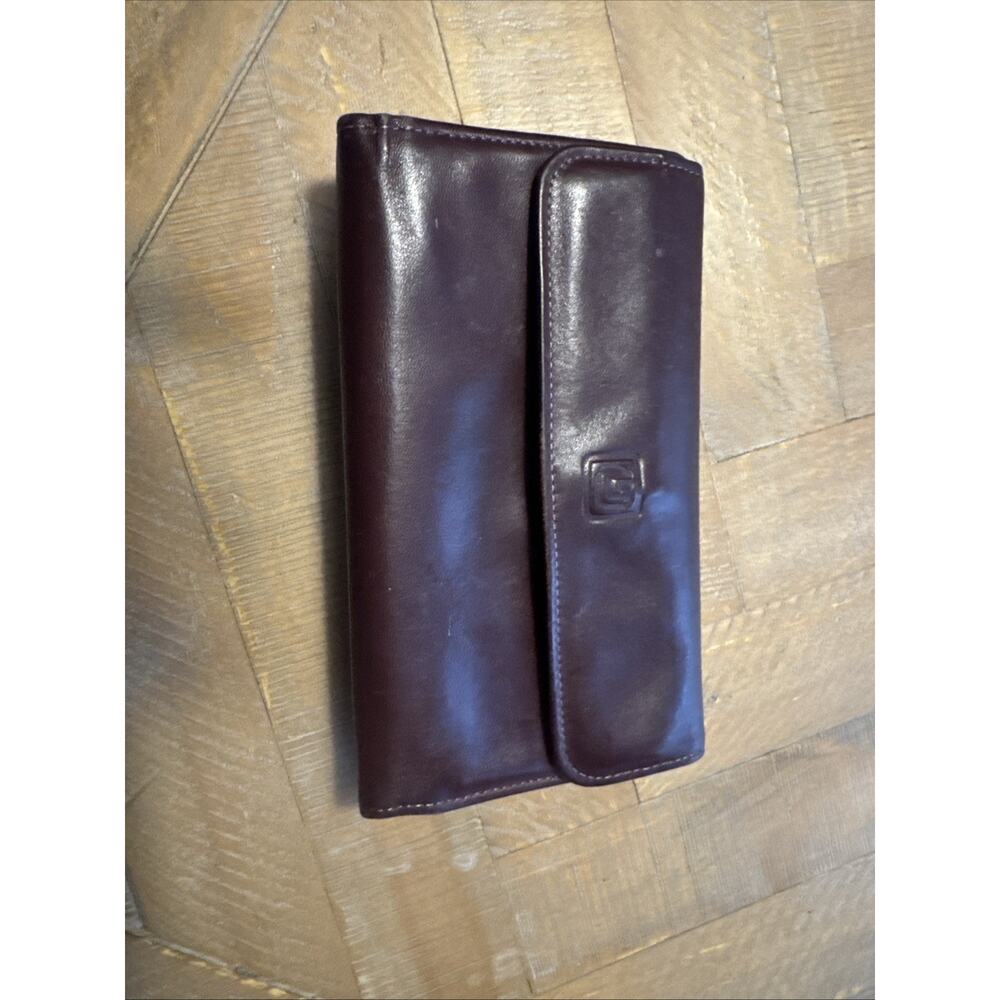 Amity Nappa Leather Wallet, Maroon, Checkbooks, Credit Card, Cash, Coin Vintage